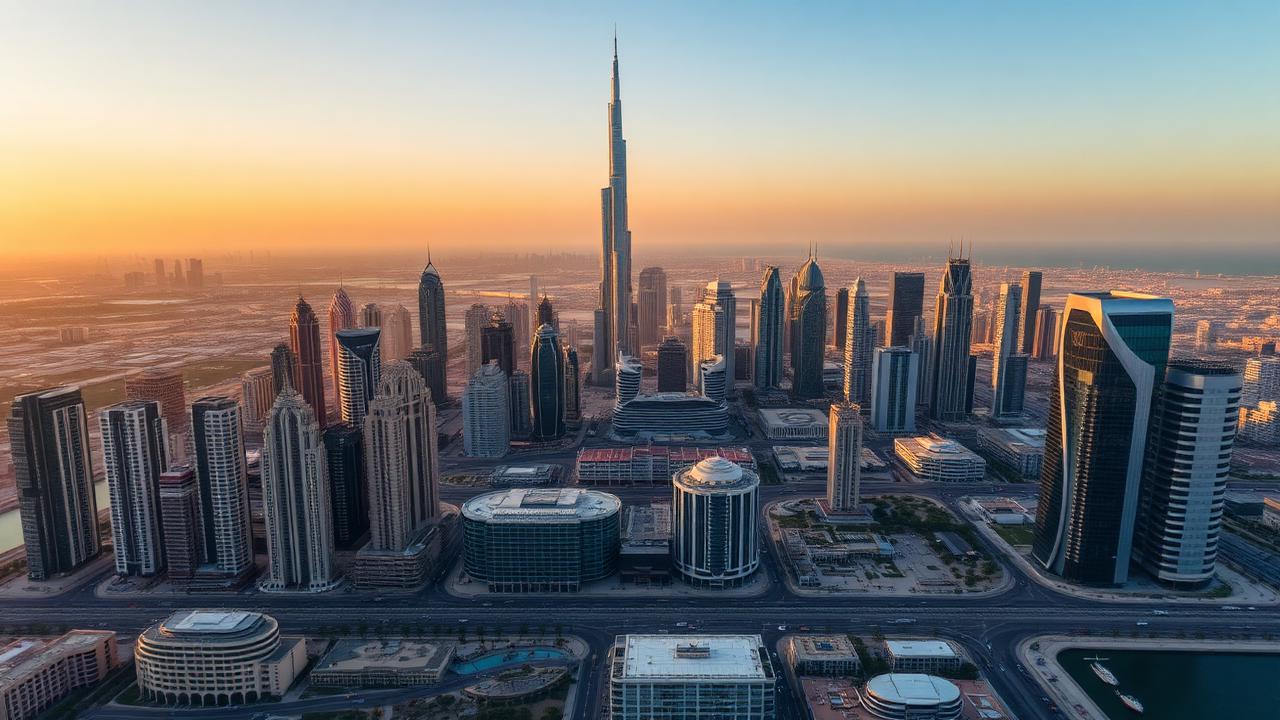 Aerial view of Dubai skyline with DIFC and Downtown Dubai — the UAE business hub for complete company formation packages